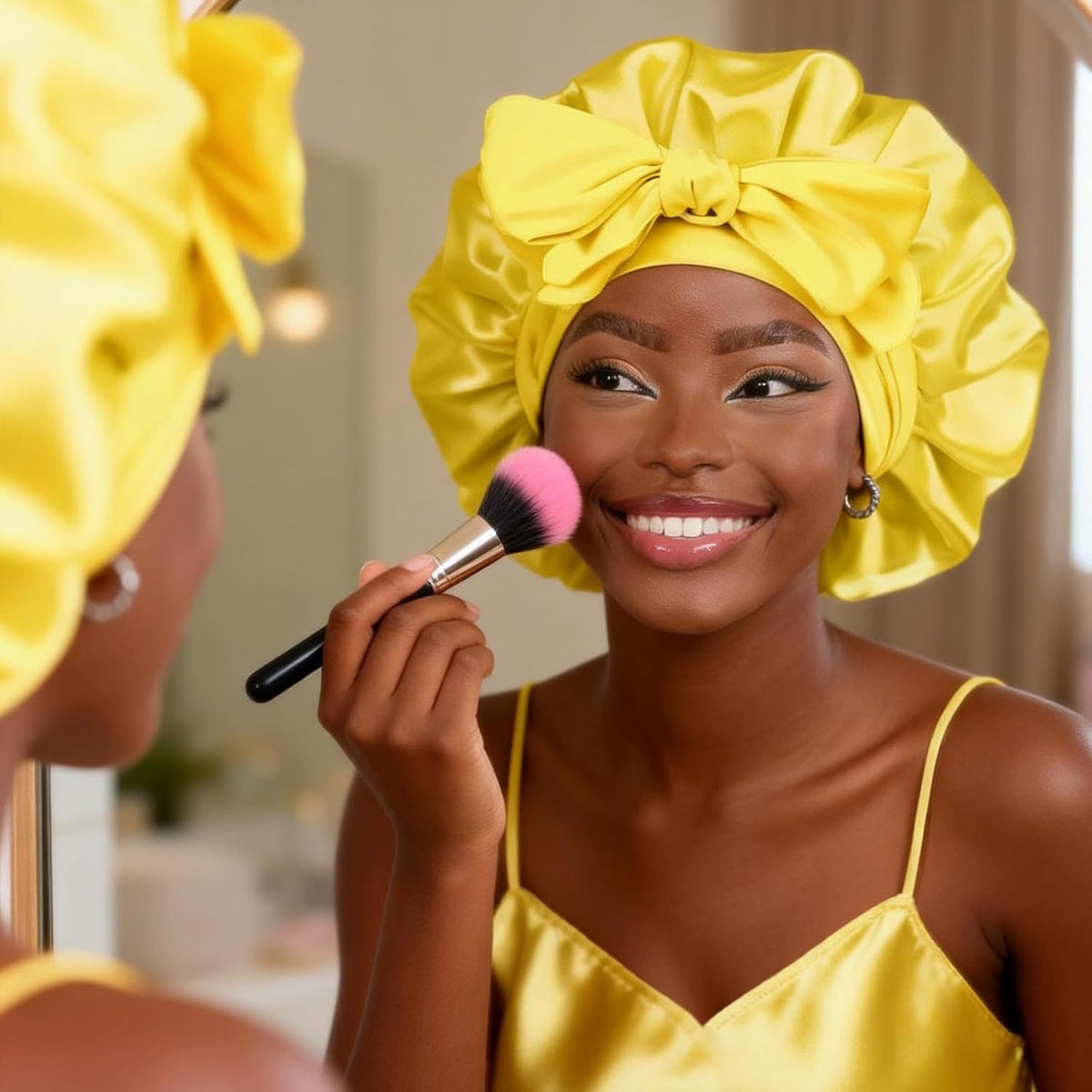 AurelLuxe™ - Luxury Gold Satin Bonnet - Double Layer Adjustable