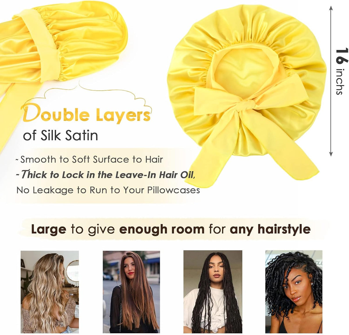 AurelLuxe™ - Luxury Gold Satin Bonnet - Double Layer Adjustable
